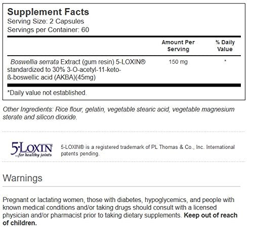 Vitacost Synergy 5-Loxin AKBA Boswellia capsules for convenient daily inflammation relief