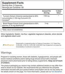 Vitacost Turmeric Extract Curcumin C3 Complex label highlights 95% curcuminoids