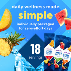 Vitafusion Hydraboost nutrition facts panel highlights vitamins and minerals for daily wellness