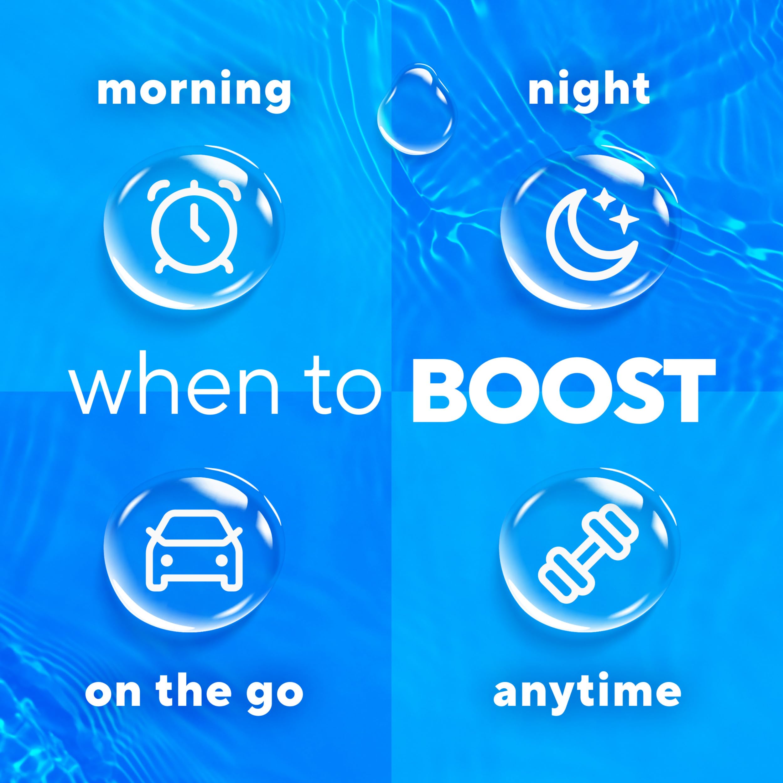 Vitafusion Hydraboost powder being poured encourages routine consumption.