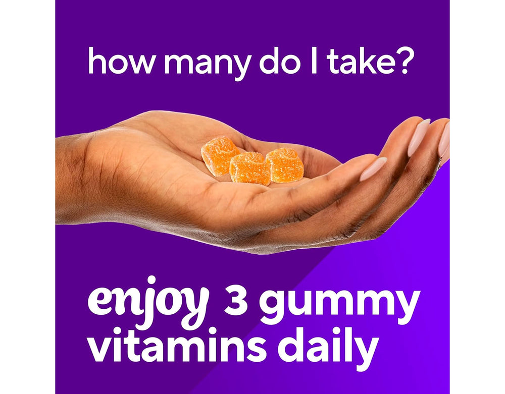 Gummies next to daily cup, illustrating easy daily use.