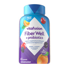Vitafusion probiotic-prebiotic gummies Cherry Berry Citrus Rush bottle for daily gut balance