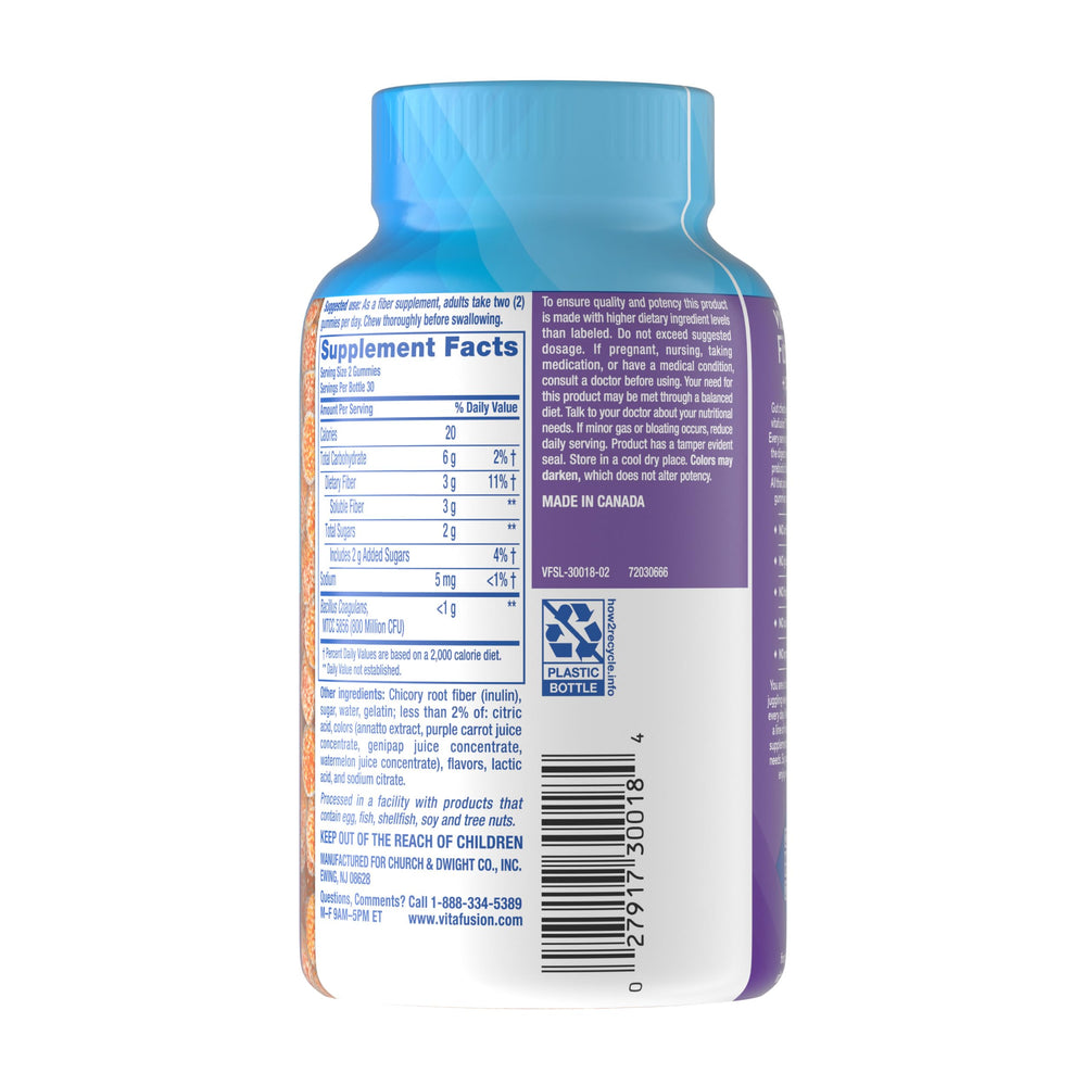 Two-gummy serving delivers 800 million CFU for digestive support with Vitafusion