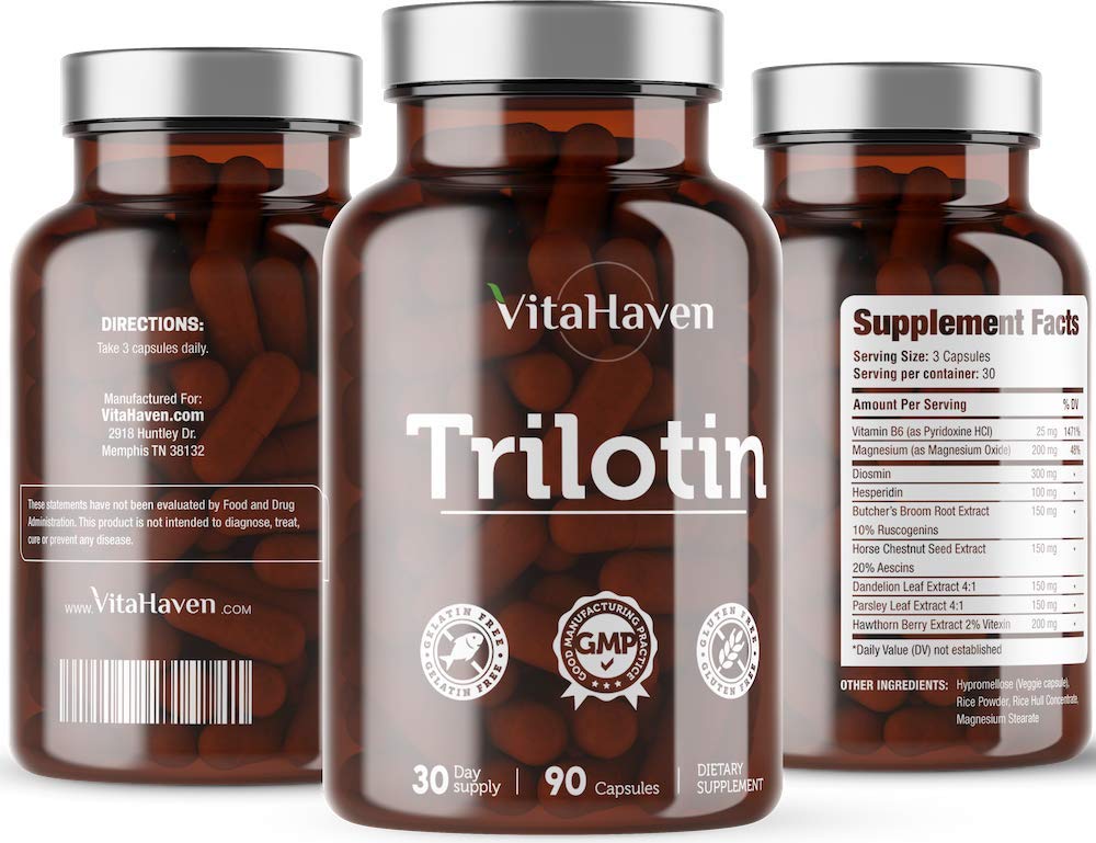 VitaHaven Trilotin bottle with glass of water for hydration-friendly routine