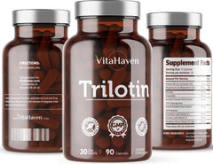 VitaHaven Trilotin bottle with glass of water for hydration-friendly routine