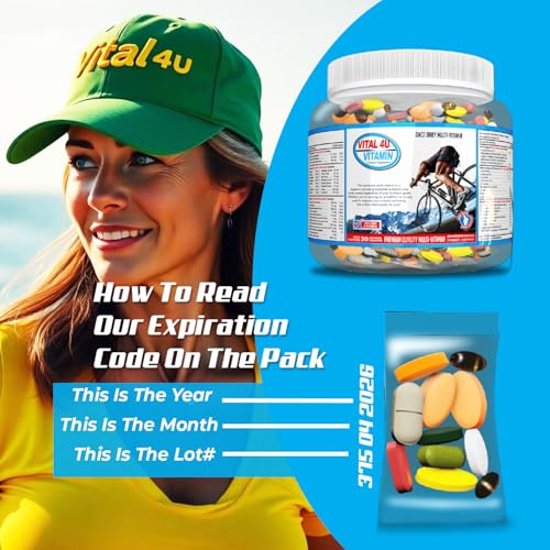 Vital 4U packets close-up showing 9 tablets and 2 softgels.