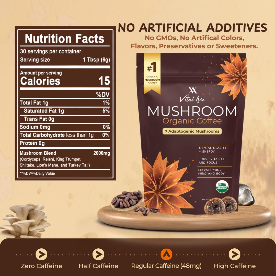 Vital Ace Mushroom Coffee frother-in-use creates creamy texture.