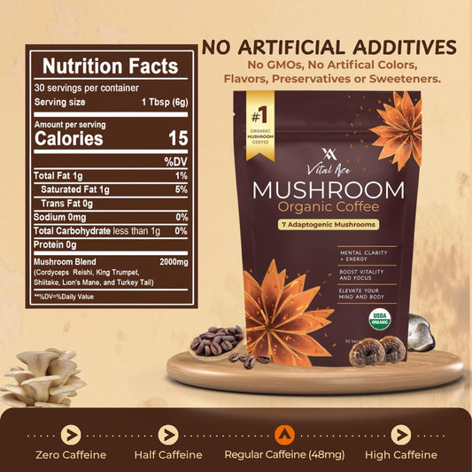 Vital Ace Mushroom Coffee frother-in-use creates creamy texture.