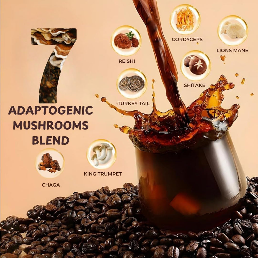 Vital Ace Mushroom Coffee packaged-bag highlights premium organic blend.