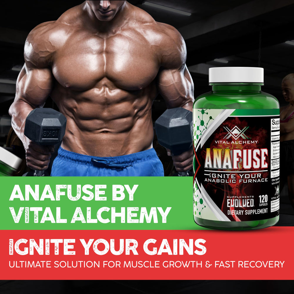 Anafuse Epicatechin capsules displayed for muscle support and recovery use.