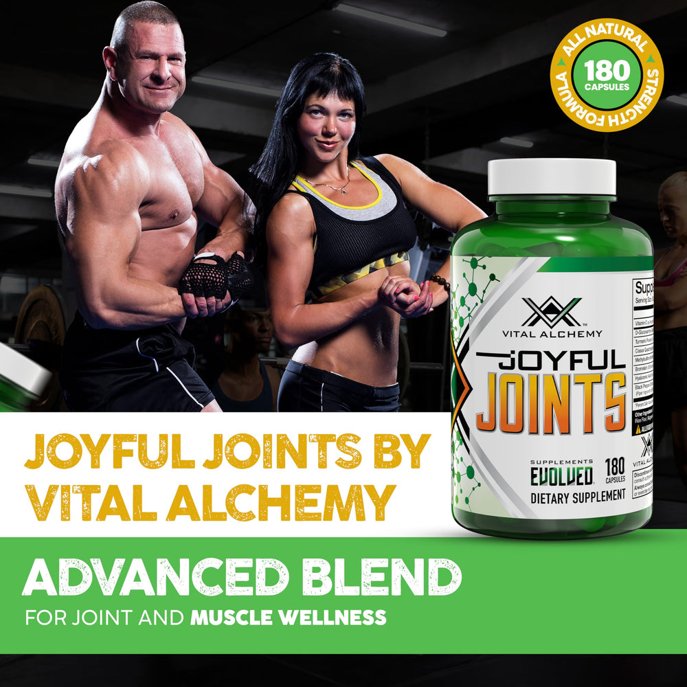 Vital Alchemy Joyful Joints bottle label close-up signals trusted formulation