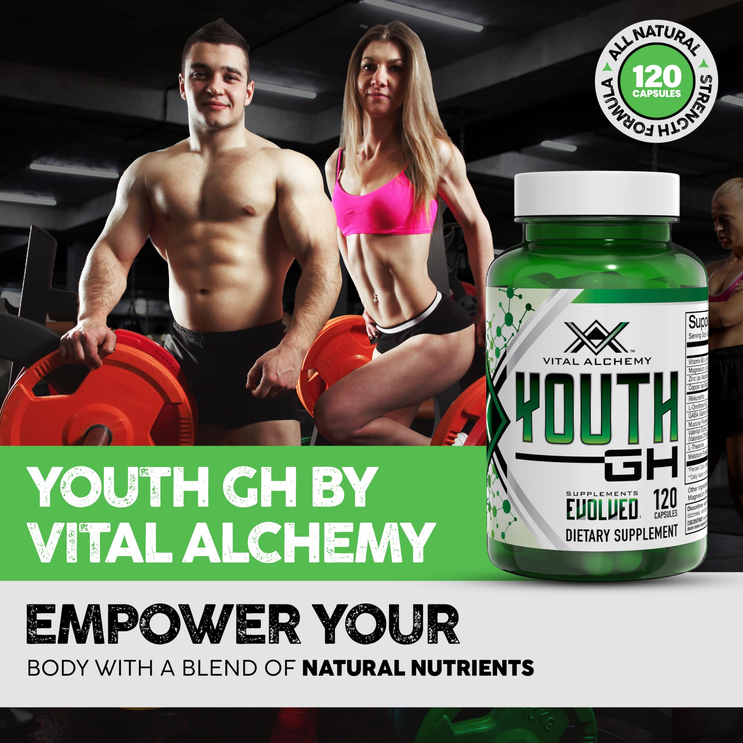 Vital Alchemy Youth capsules pour demonstrates easy daily supplementation supporting focus.