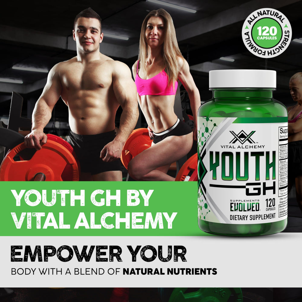 Vital Alchemy Youth capsules pour demonstrates easy daily supplementation supporting focus.