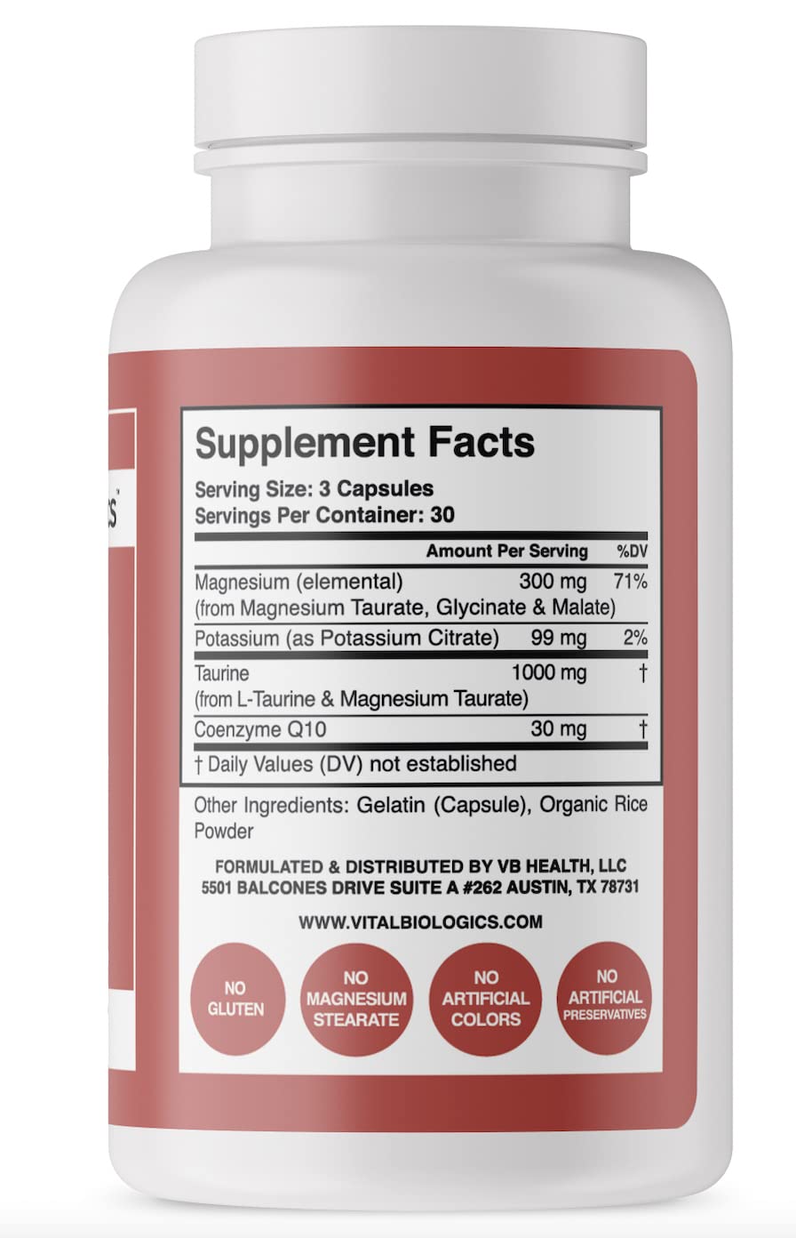 Closeup of Heart Calm capsules highlighting magnesium complex for balanced electrolytes