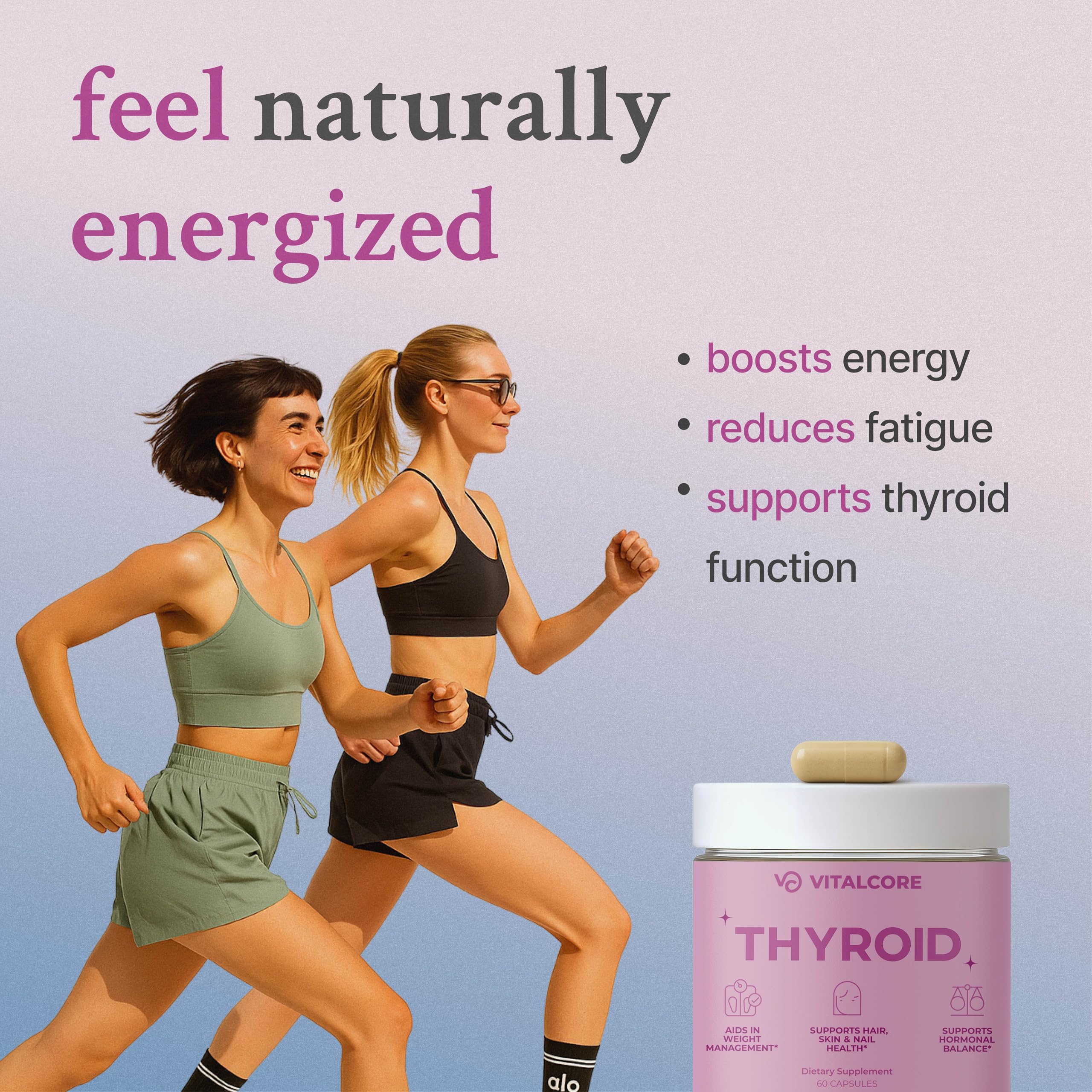 Vital Core packaging front—premium non-GMO thyroid supplement.