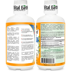 Vital Earth Minerals fulvic humic mineral blend liquid cup illustrating included serving