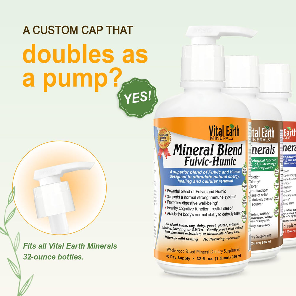 Vital Earth Minerals label highlights 70+ trace minerals and electrolytes for balance