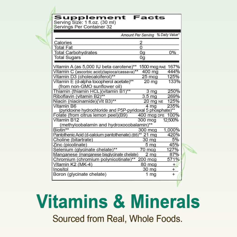 Vital Earth Minerals liquid multivitamin with absorption-boost clarity