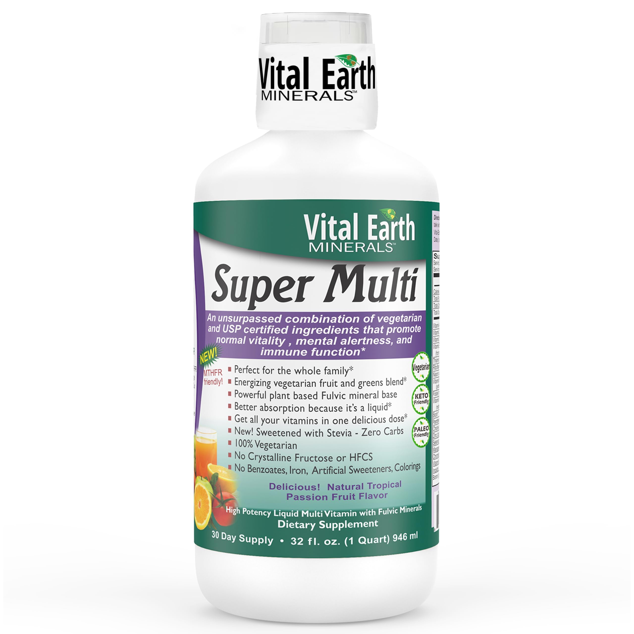Vital Earth Minerals Super Multi bottle pour for convenient daily liquid use