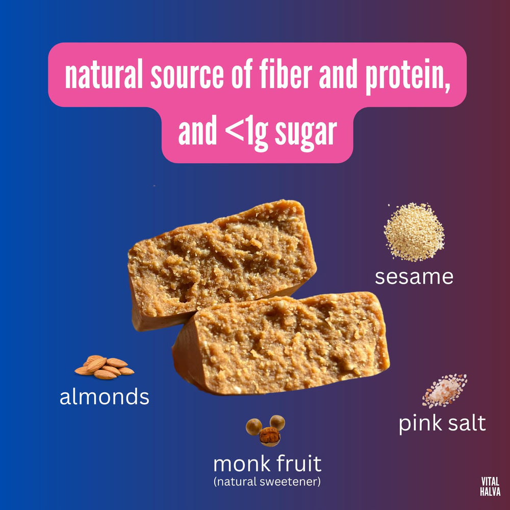 Vital Halva pink salt wrapping emphasizing gluten-free vegan snack