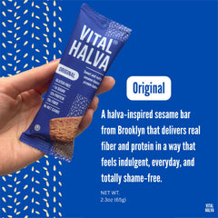Vital Halva ingredients featuring sesame and almonds, fresh and wholesome.