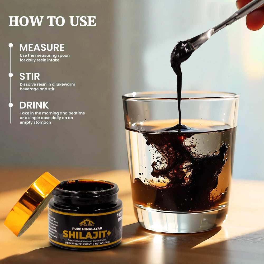 Vital Hill Shilajit Resin lab-tested purity label on packaging