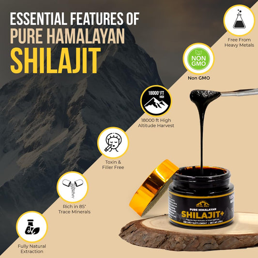 Vital Hill Shilajit Resin scoop dispensing the 500mg daily portion