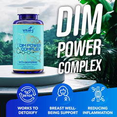 Vital-J Empowering 4-in-1 DIM Potent Complex broccoli extract label highlights antioxidant focus
