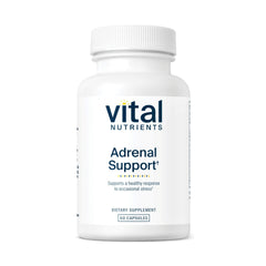 Vital Nutrients Adrenal Support bottle on a clean surface for stress resilience.