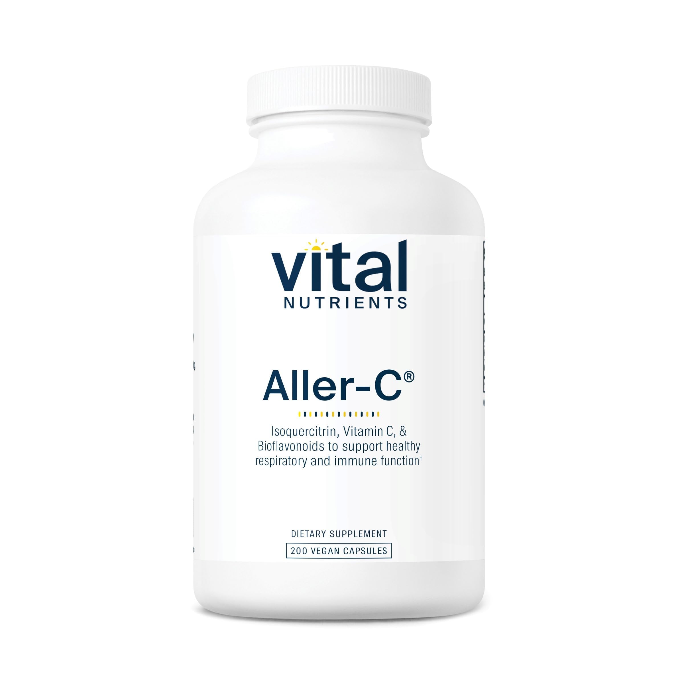 Vital Nutrients Aller-C bottle front showing vegan respiratory support formulation