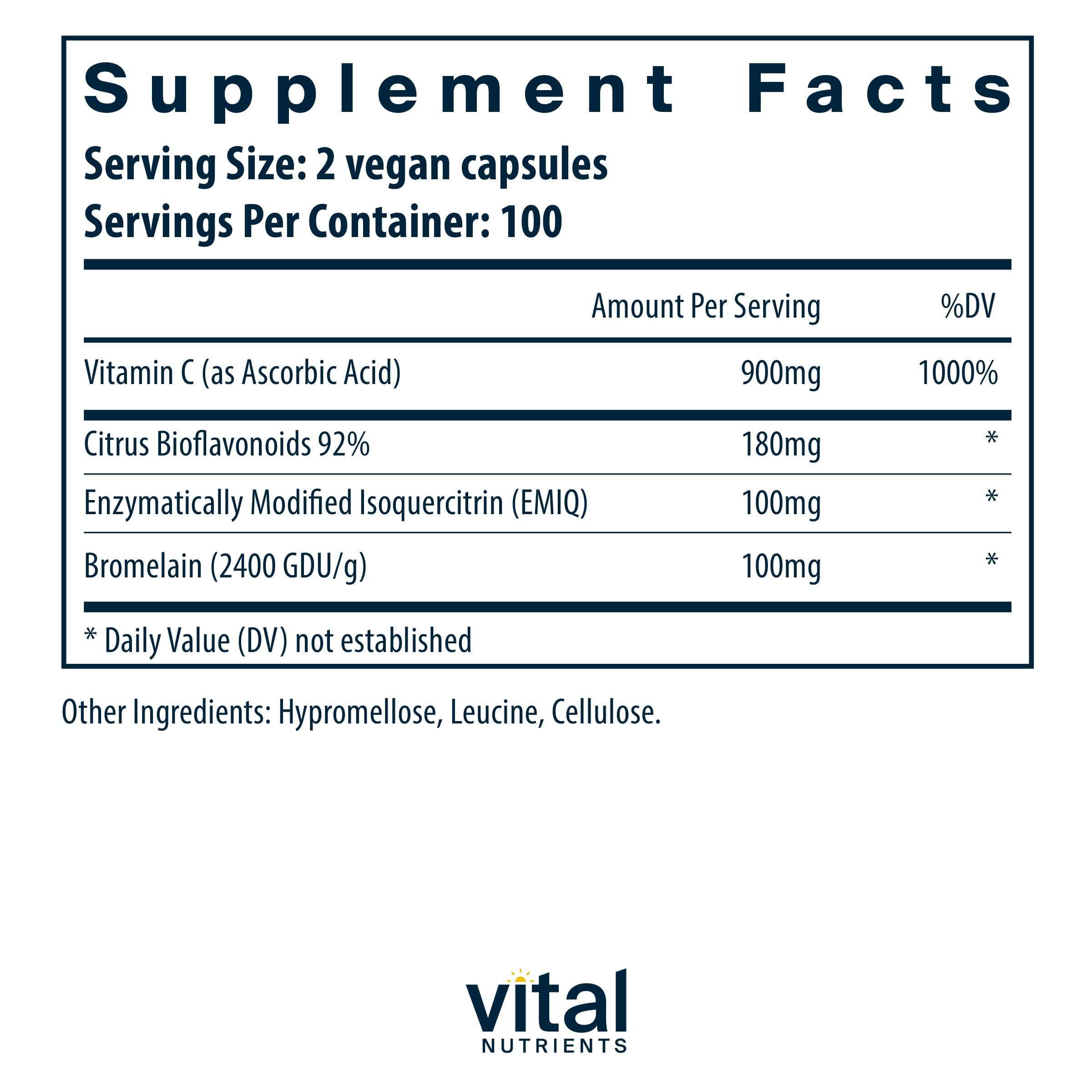 Aller-C ingredients closeup highlighting vitamins and bioactives for immune support