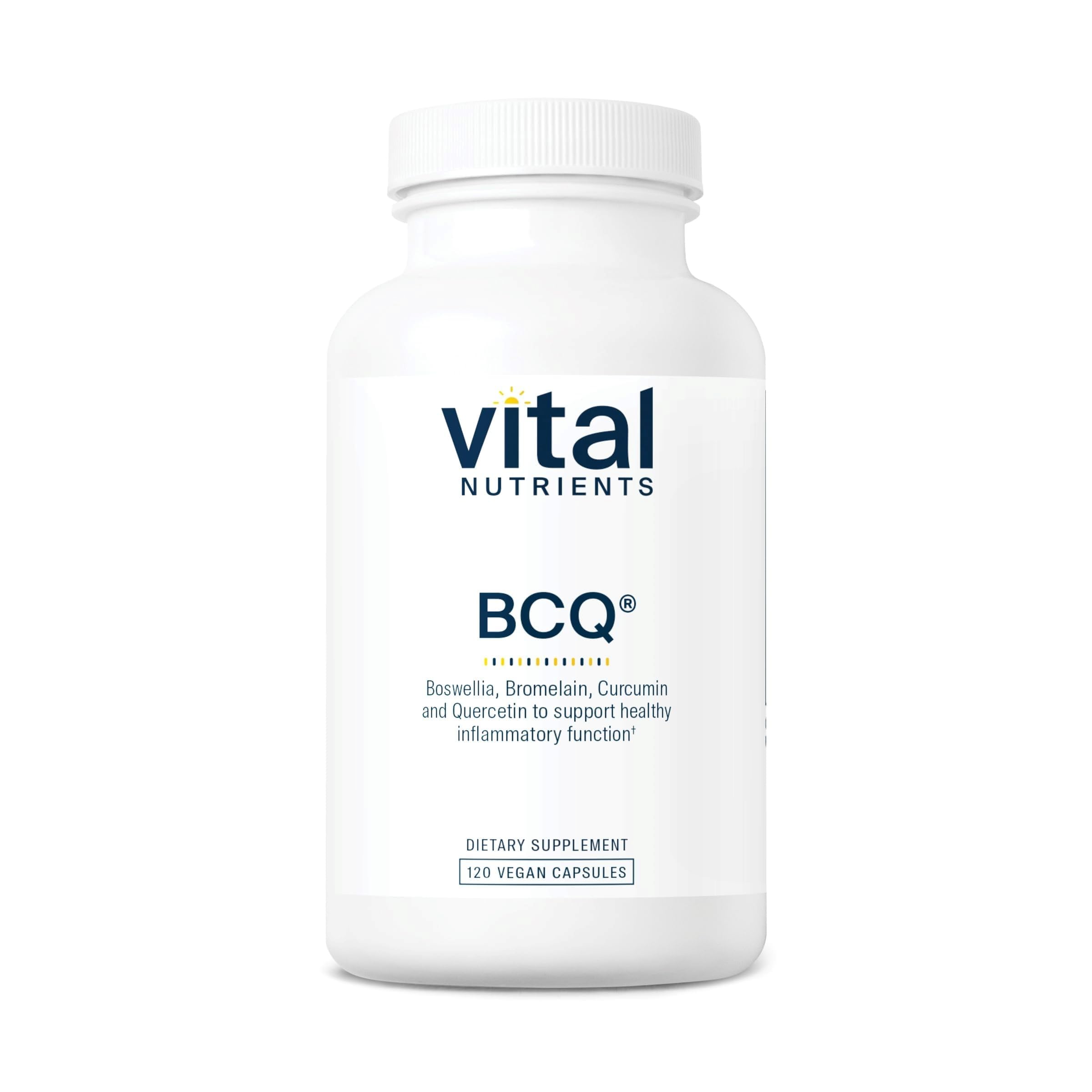 Vital Nutrients BCQ bottle front showing vegan joint support formula.
