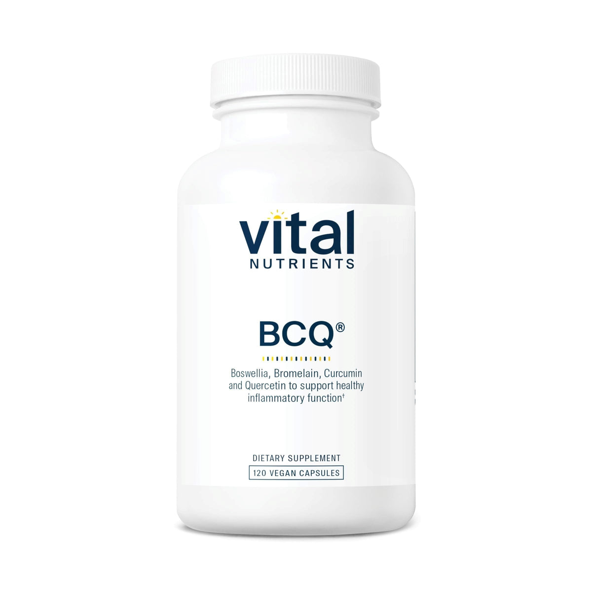 Vital Nutrients BCQ bottle front showing vegan joint support formula.