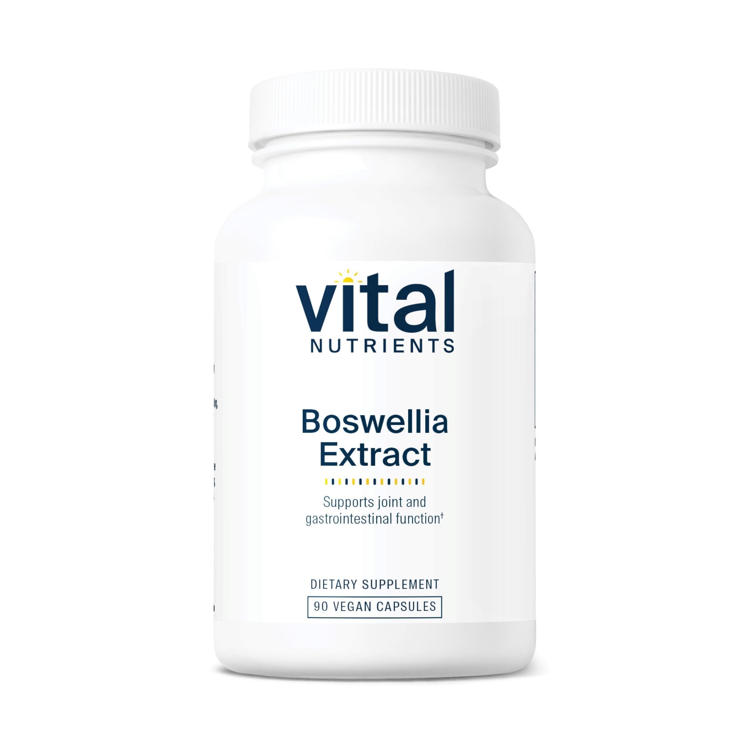 Vital Nutrients Boswellia 400mg bottle pour hints at convenient joint-support routine