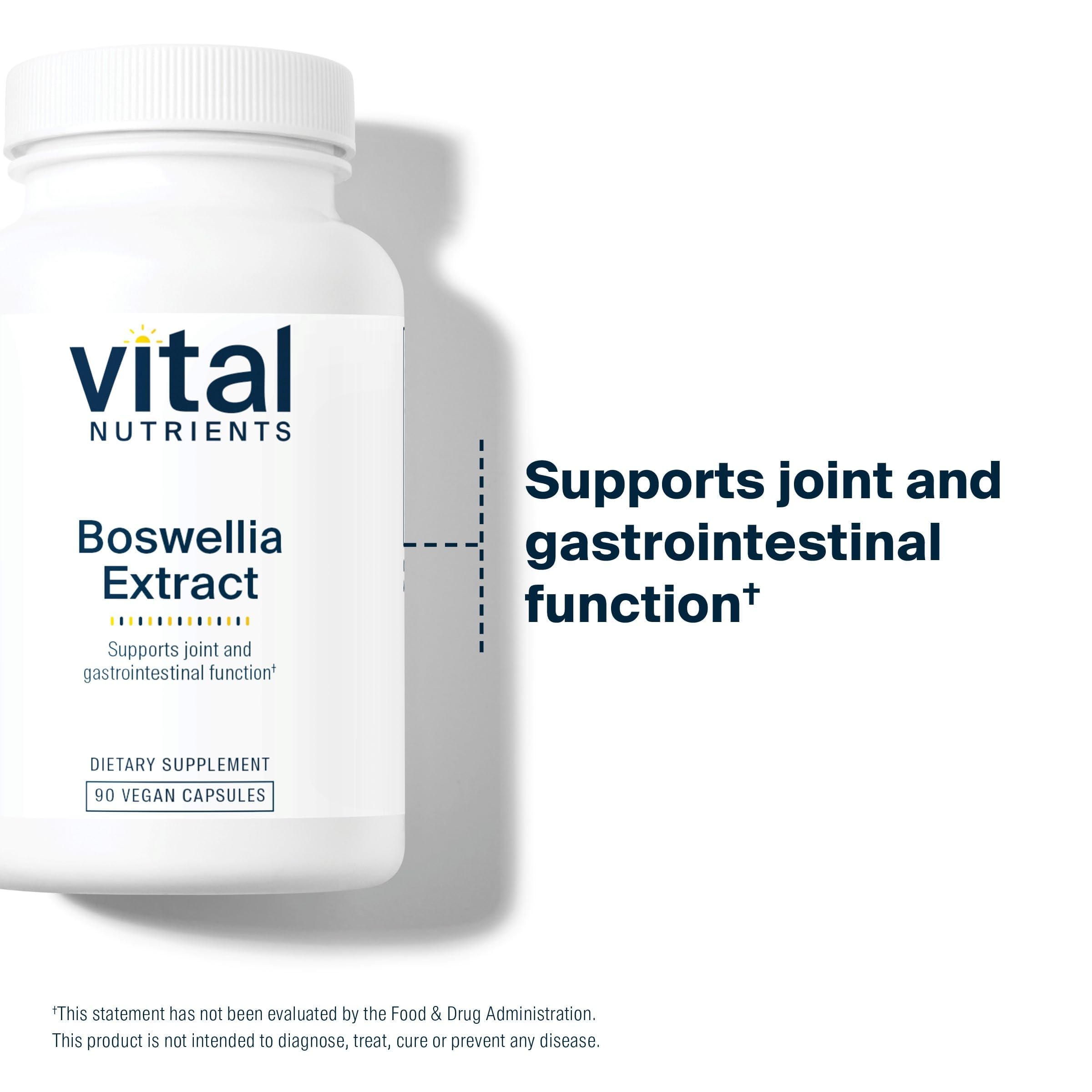 Vital Nutrients Boswellia extract bottle on desk with wellness packaging