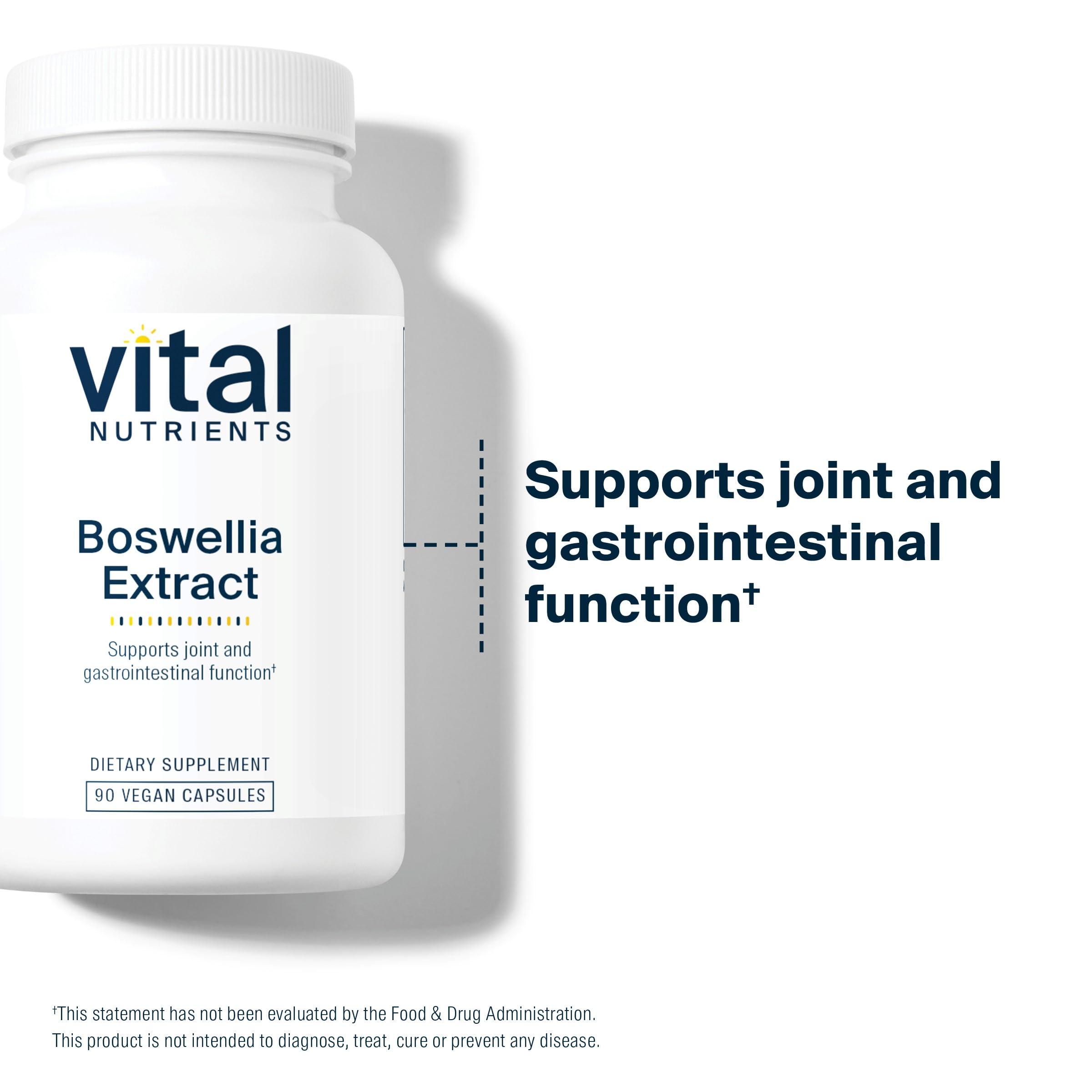 Vital Nutrients Boswellia extract packaging and capsules imply a complete daily routine