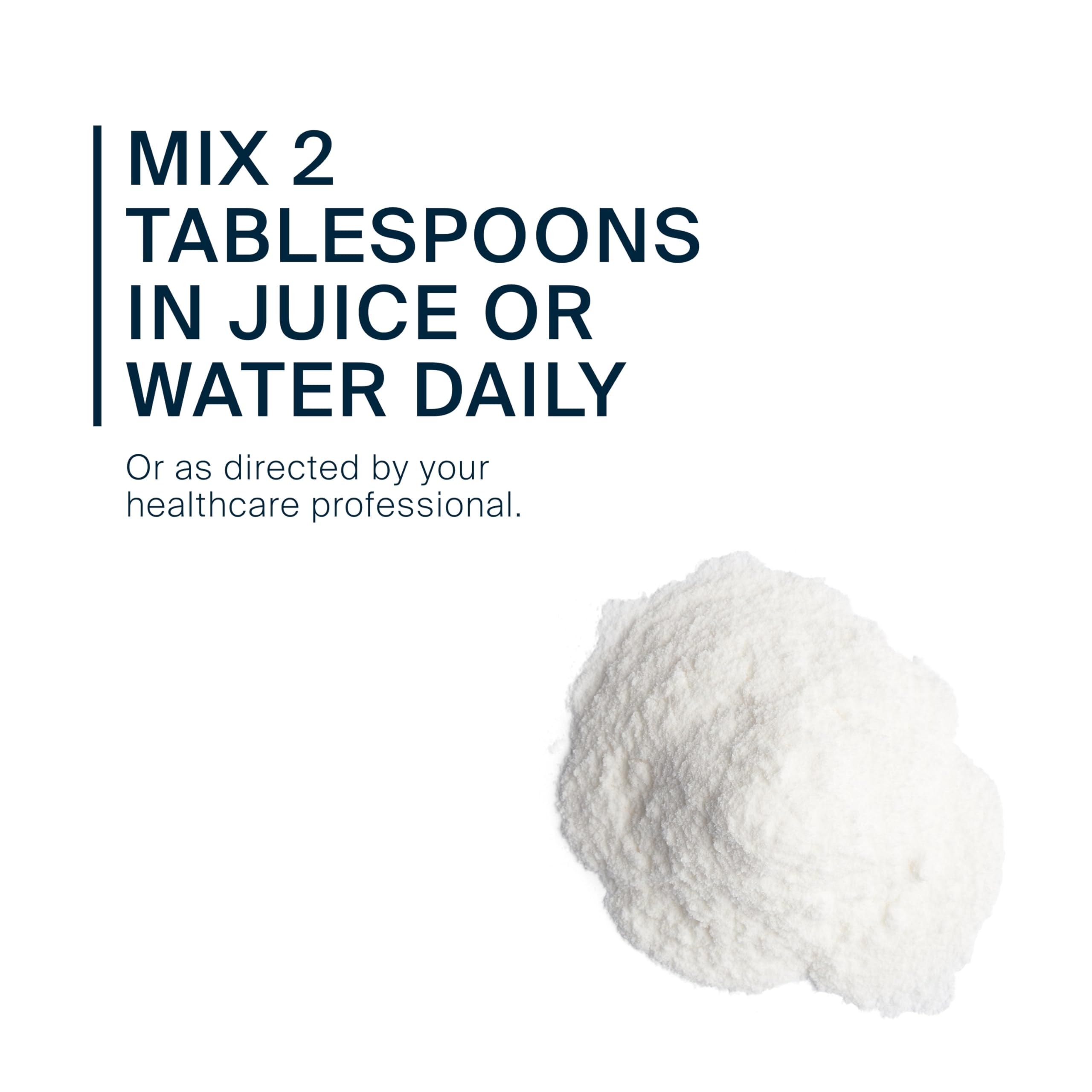 Vital Nutrients cellulose fiber powder pouring into liquid for easy mixing.