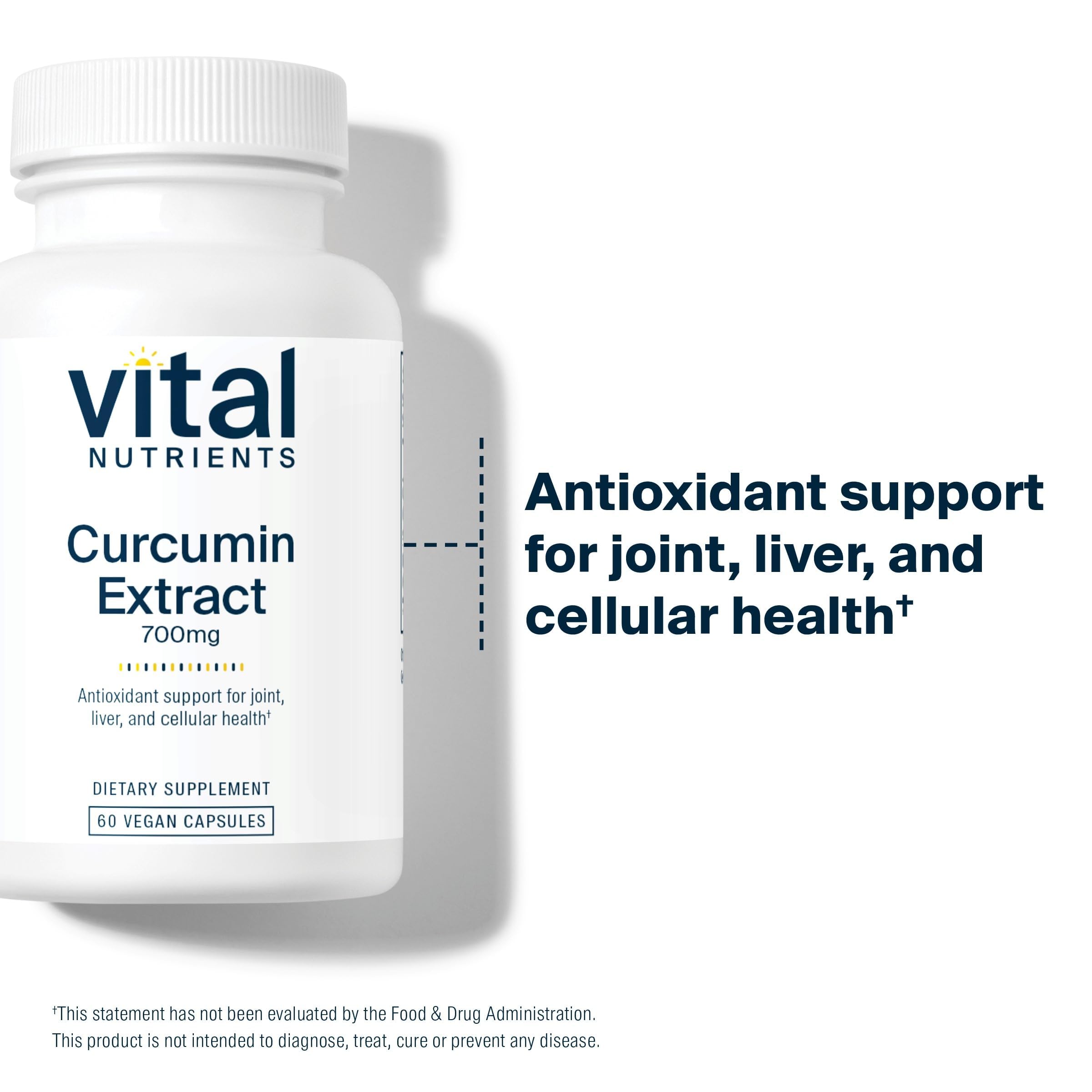 Vital Nutrients Curcumin Extract 700mg cap closeup shows vegan capsules ready.
