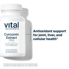 Vital Nutrients Curcumin Extract 700mg cap closeup shows vegan capsules ready.