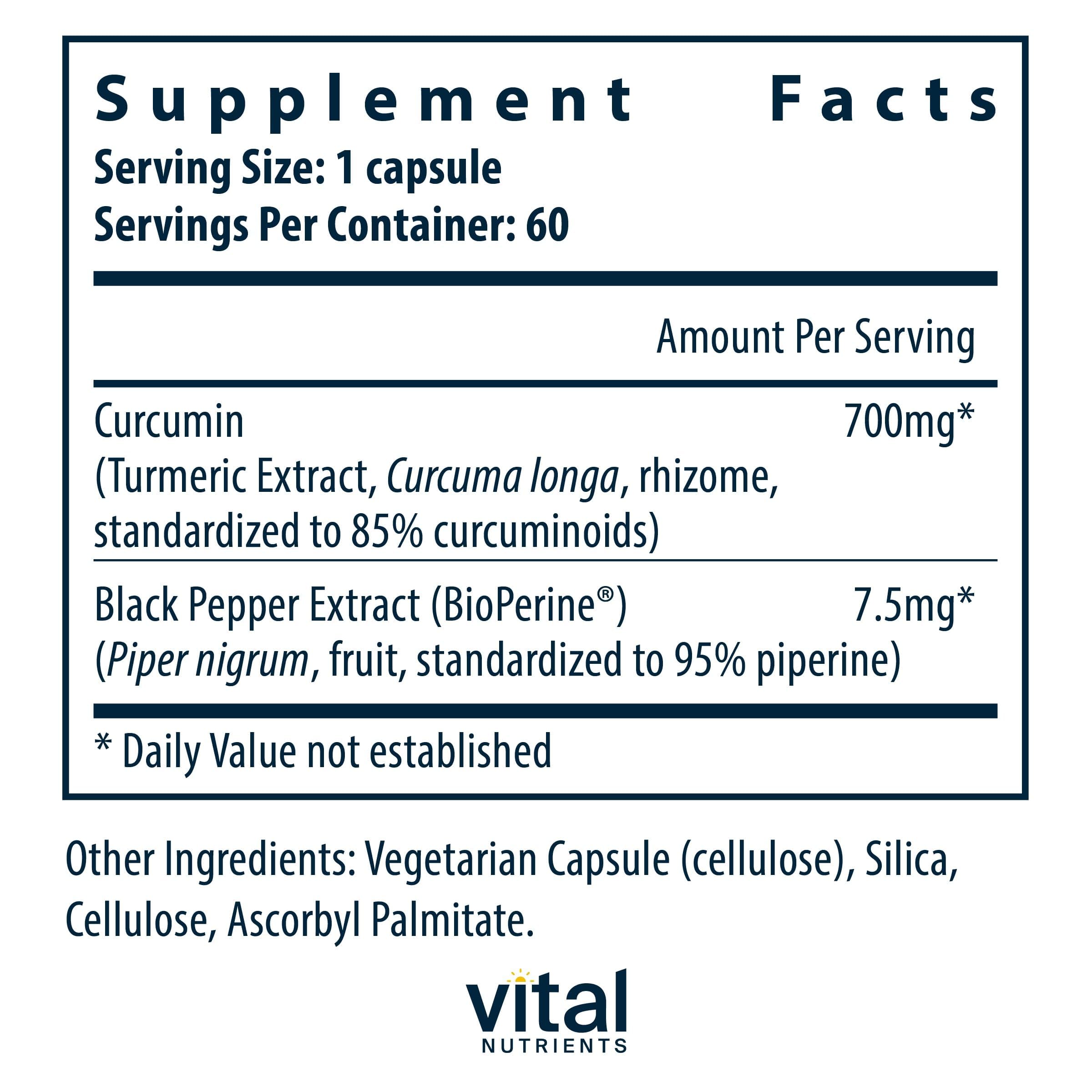 Vital Nutrients Curcumin Extract 700mg pour demonstrates easy daily use.