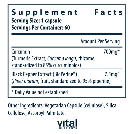 Vital Nutrients Curcumin Extract 700mg pour demonstrates easy daily use.
