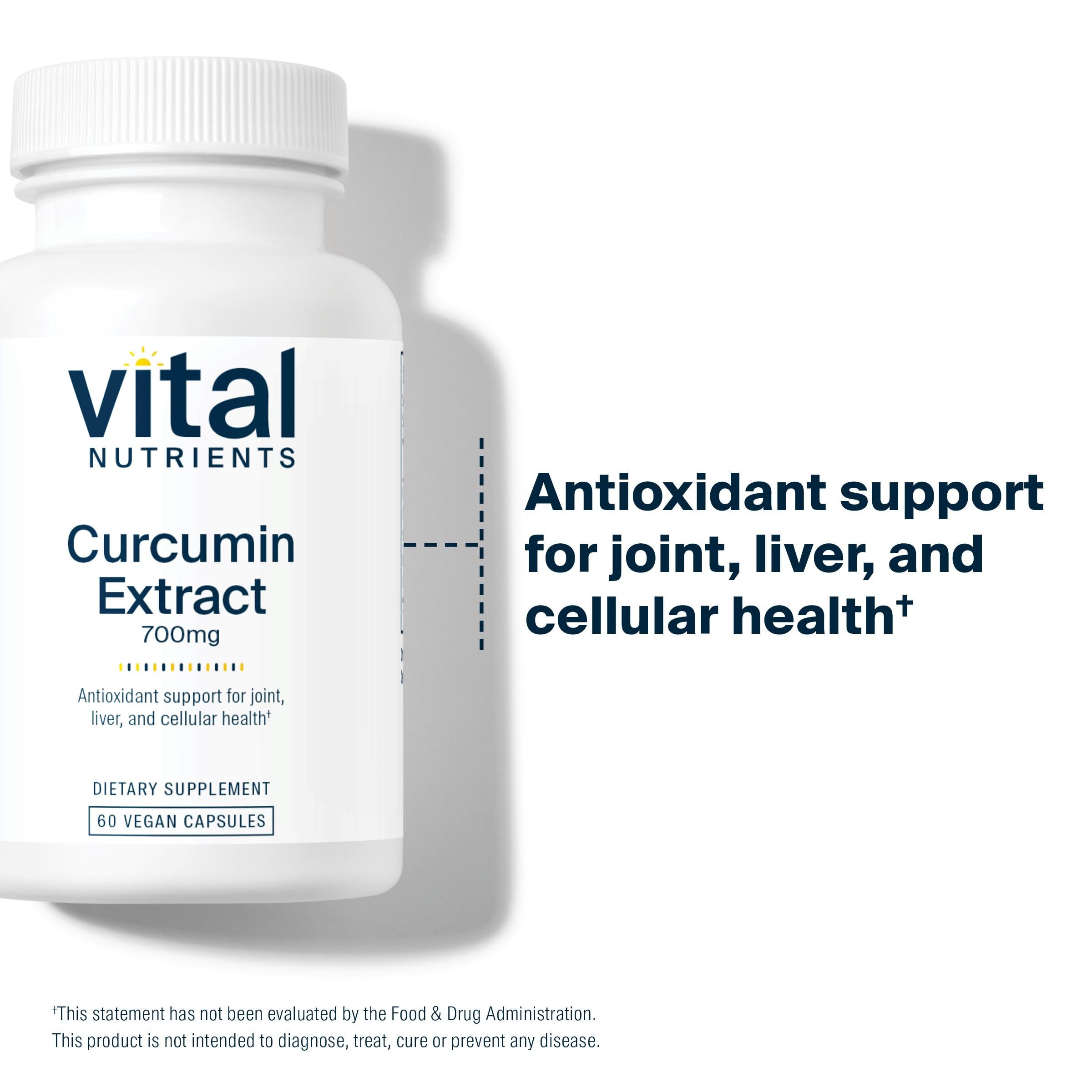 Vital Nutrients Curcumin Extract 700mg vegan capsules offer convenient daily support.