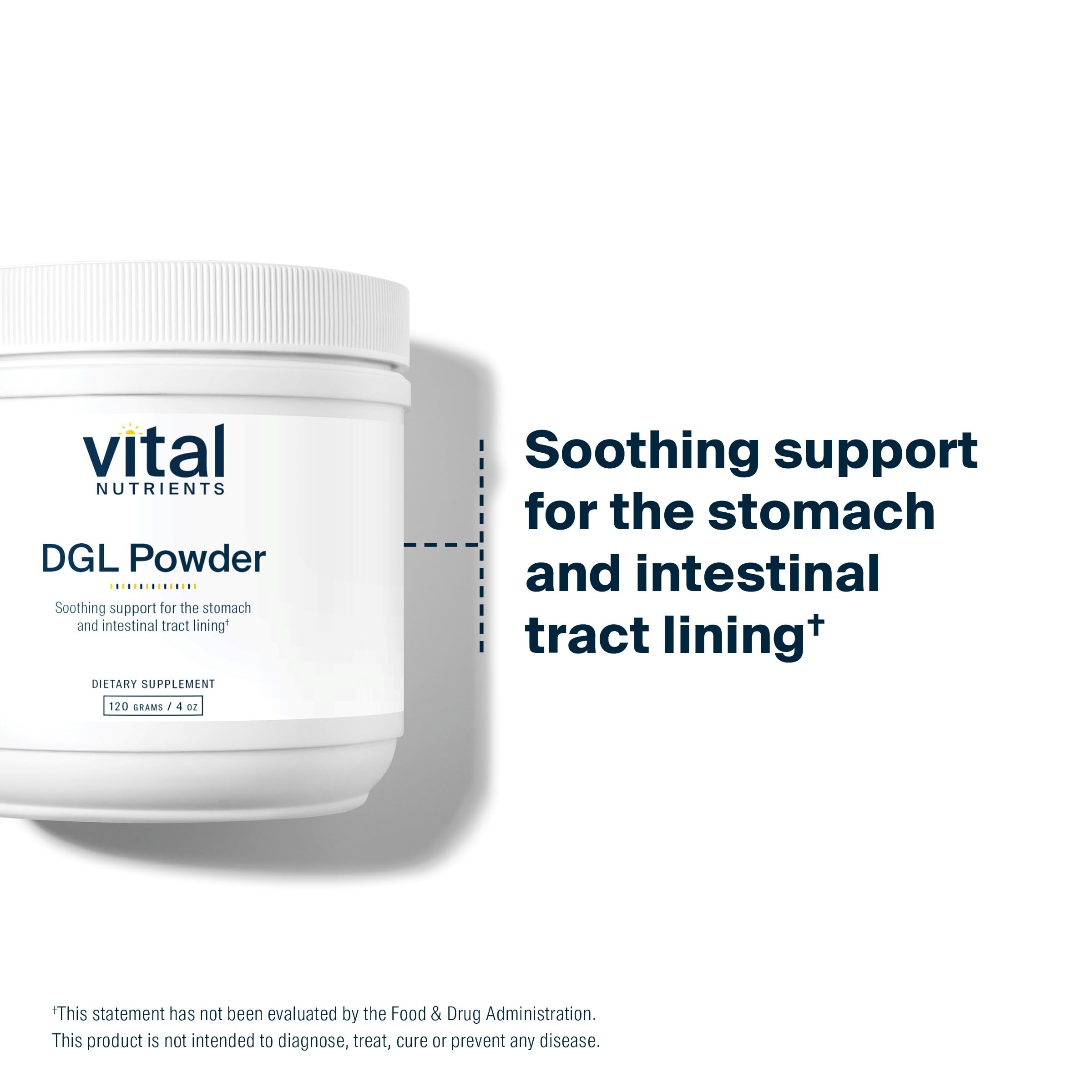 Secure packaging of Vital Nutrients DGL Powder helps preserve freshness and integrity.