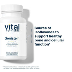 Vital Nutrients Genistein supplement rests on a wellness setup for vitality.