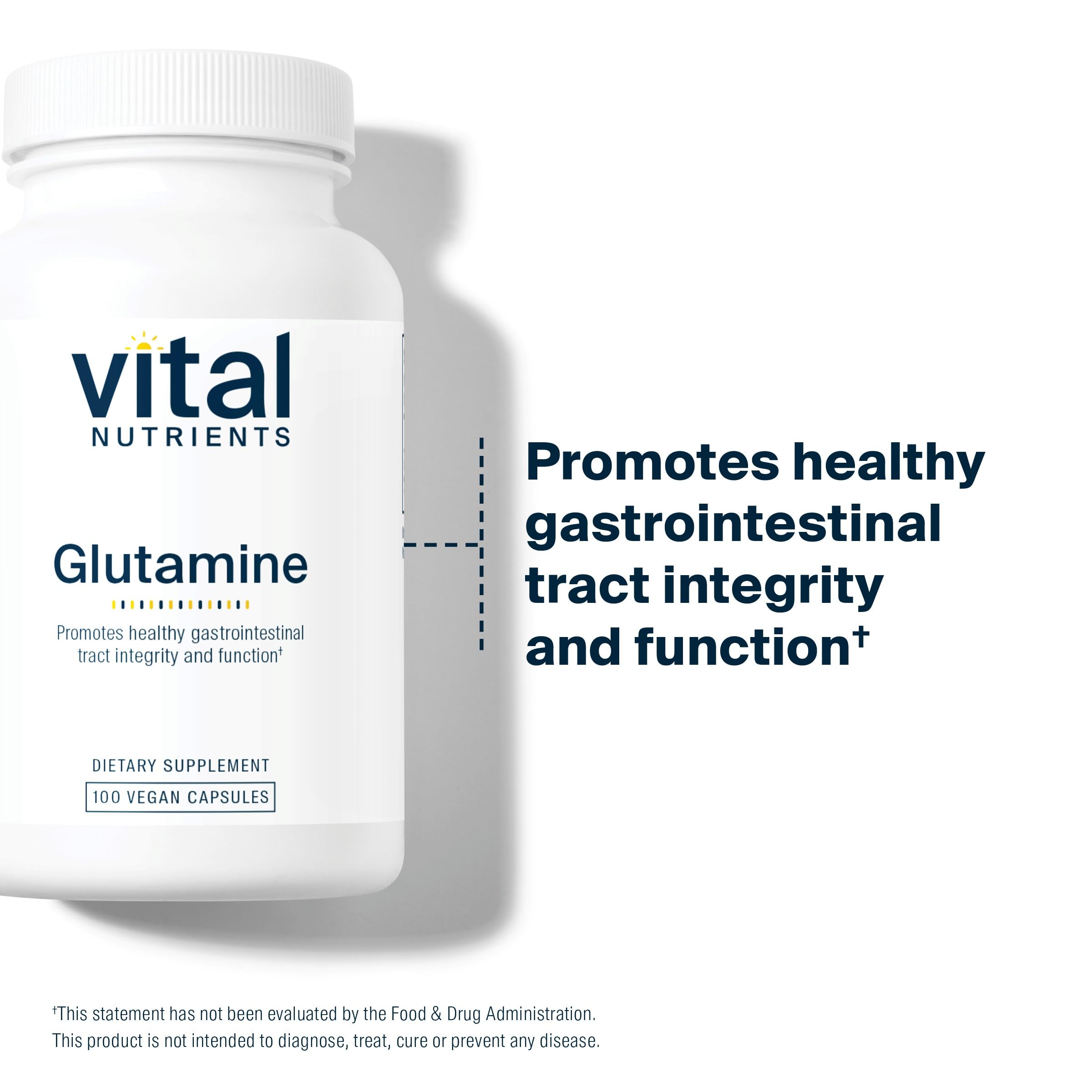 Vital Nutrients Glutamine brand detail highlights trusted practitioner heritage.