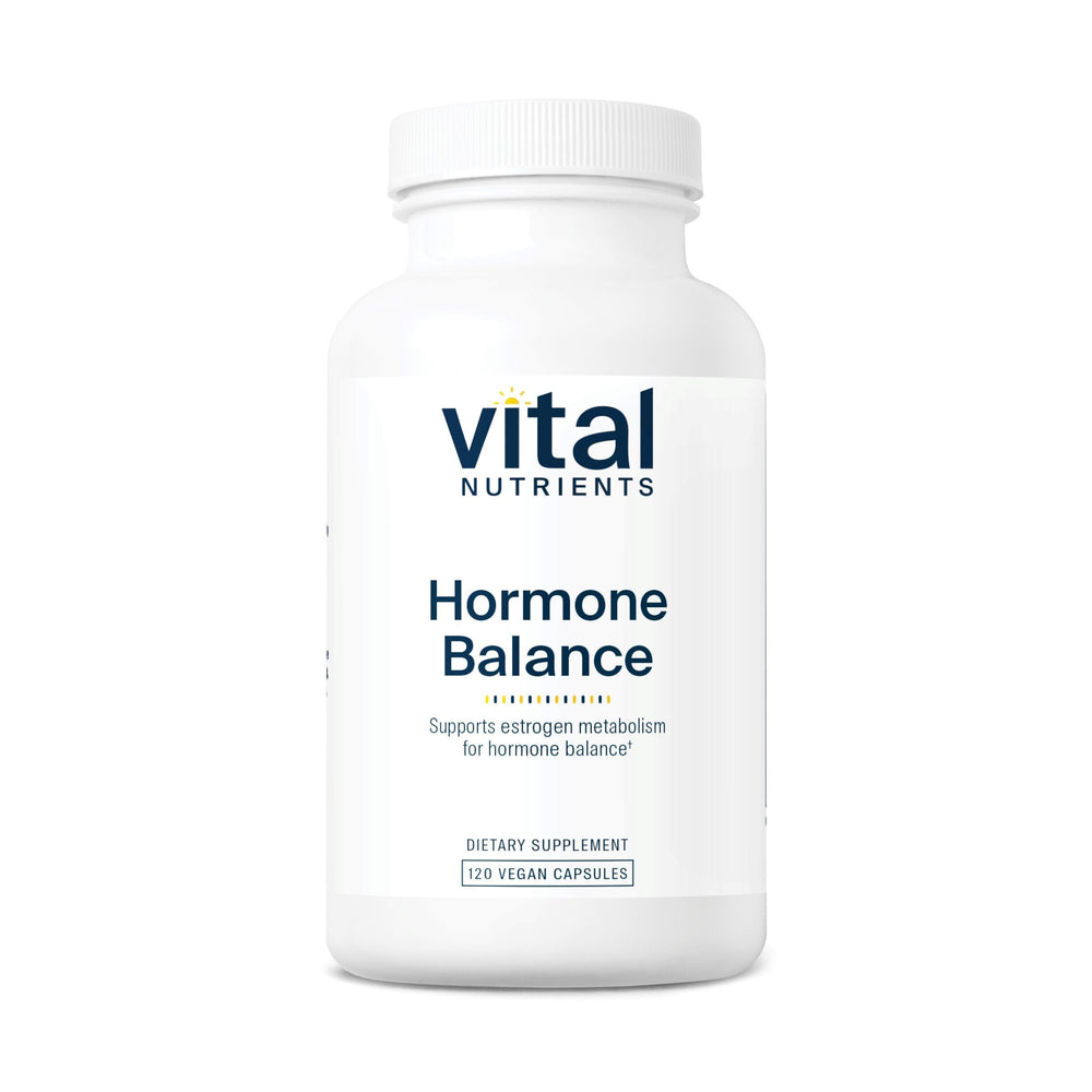 Vital Nutrients Hormone Balance capsules in bottle, supporting healthy hormone metabolism.