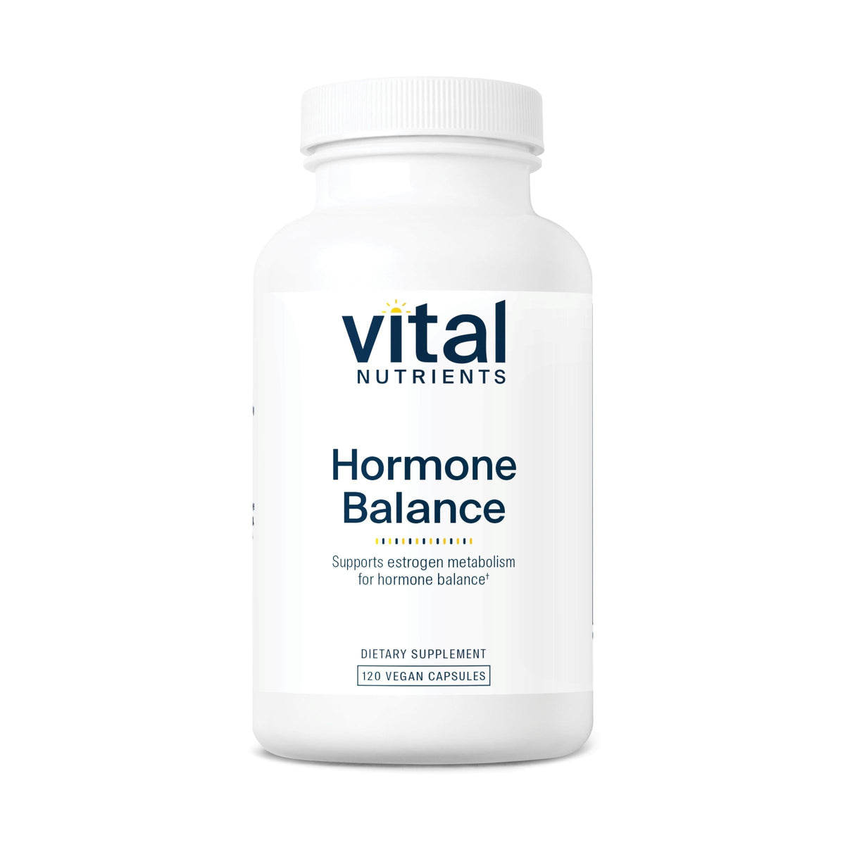 Vital Nutrients Hormone Balance capsules in bottle, supporting healthy hormone metabolism.
