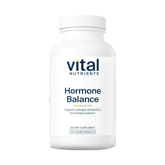 Vital Nutrients Hormone Balance capsules in bottle, supporting healthy hormone metabolism.