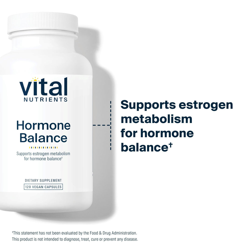 Vital Nutrients Hormone Balance packaging on shelf to convey clean vegan formula.