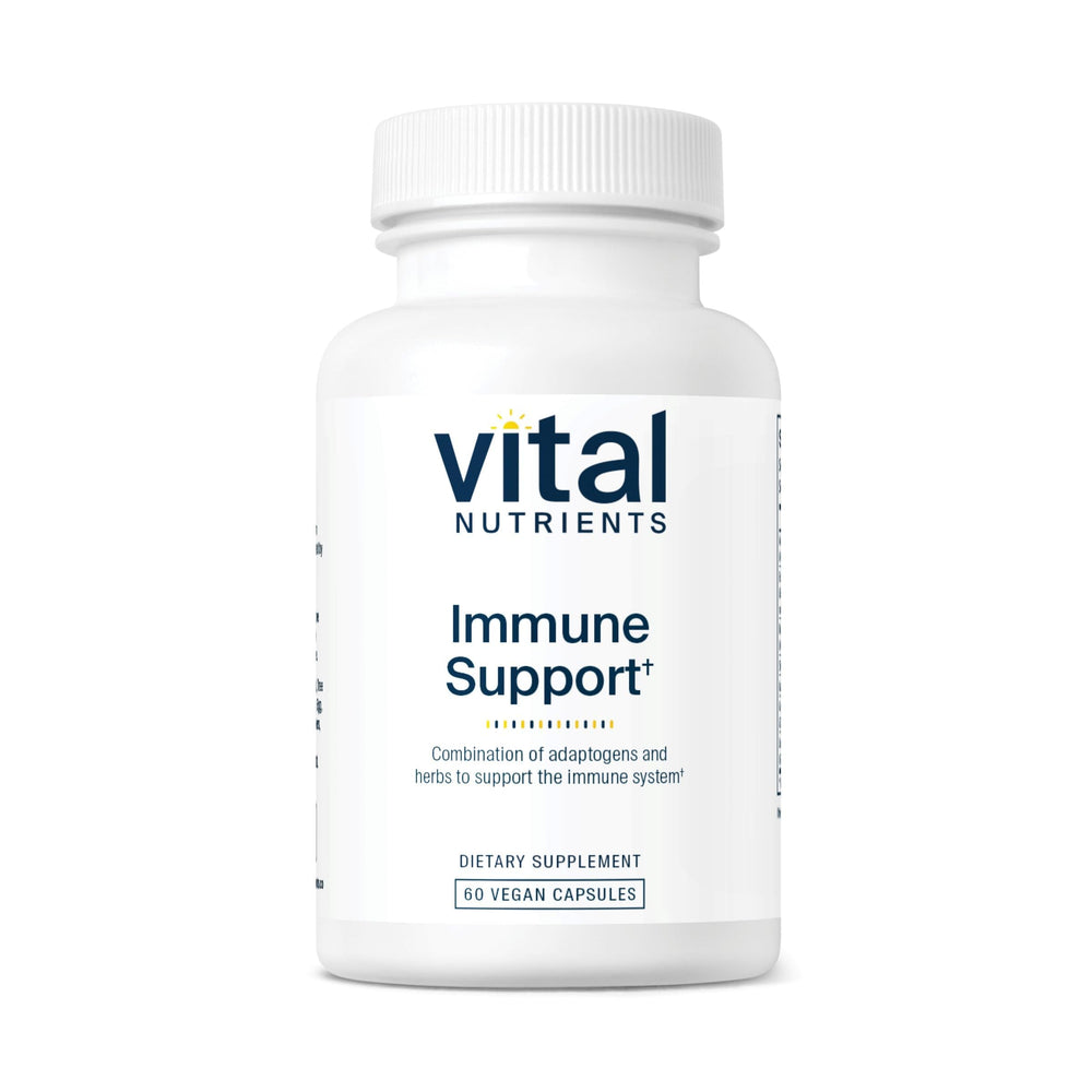 Vital Nutrients Immune Support bottle front, showcases easy-to-take capsules for daily immune support.